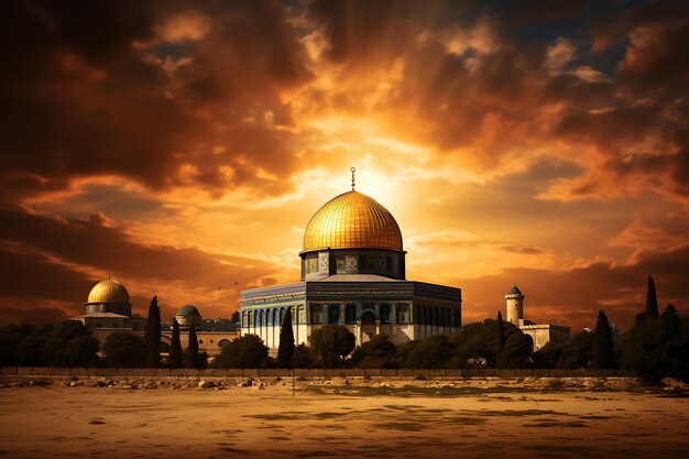 Goldene Pracht AlAqsas prächtige KuppelnFotografie der Al-Aqsa-Moschee