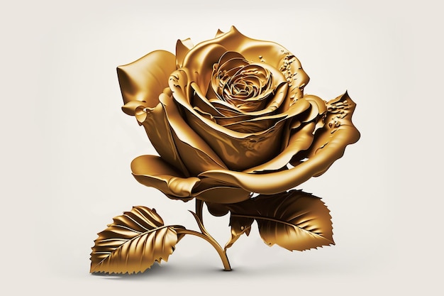 Goldene Rose auf einer kostbaren Blume des weißen Hintergrundes