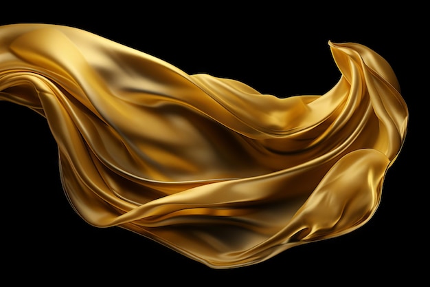 goldene Seide isoliert auf schwarzem Hintergrund