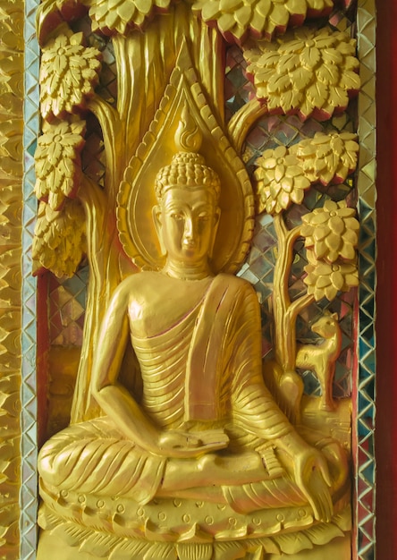 Goldene Skulptur Hochrelief Buddha