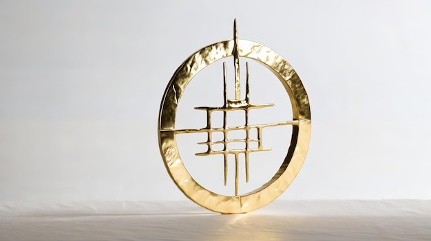 Goldene Skulptur mit kreisförmigem Design