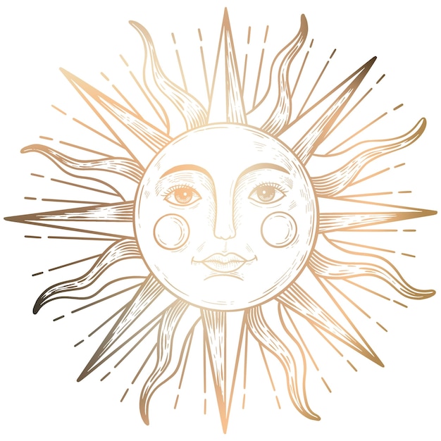 Goldene Sonne mit einem Aufkleber-Designelement