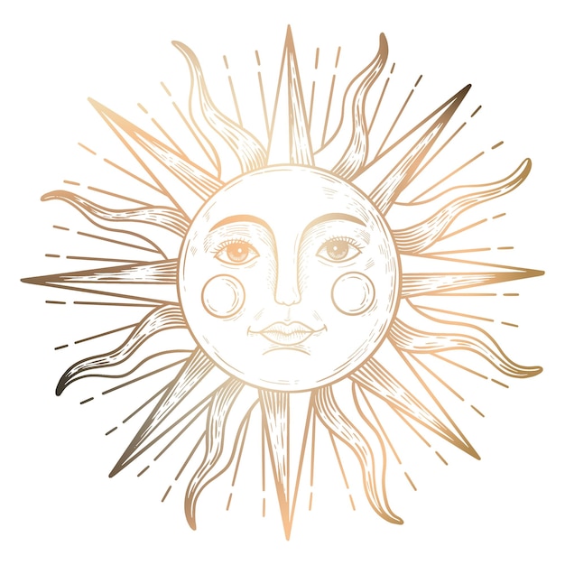 Goldene Sonne mit einem Gesichts-Sticker-Overlay mit einem weißen Designelement
