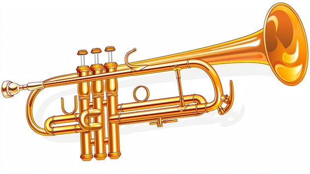 Foto goldene trompete auf weißem hintergrund detailliertes musikinstrument