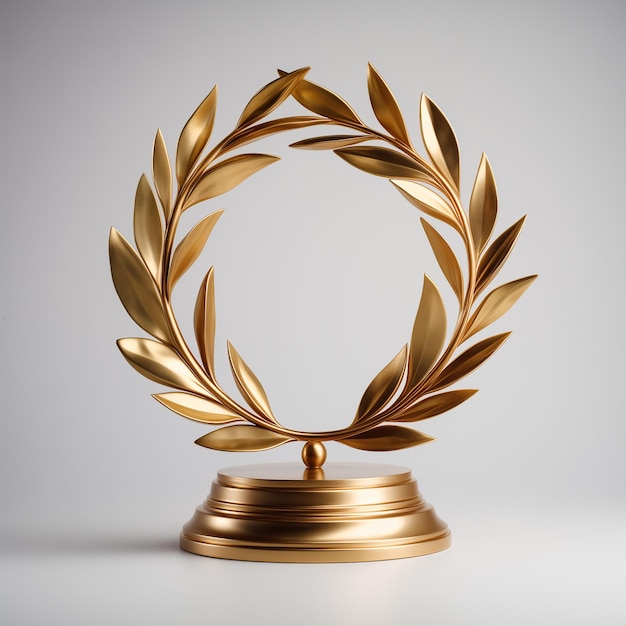 Foto goldene trophäe auf weißem hintergrund 3d-rendering