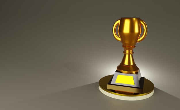 Goldene Trophäe-Auszeichnung: Goldene Gewinner-Trophäe mit Kopierraum für das 3D-Rendering von Text