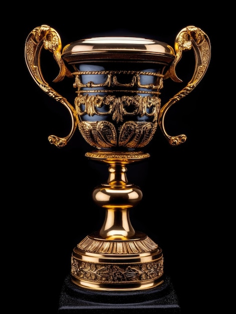 Goldene Trophäe mit schwarzem Hintergrund