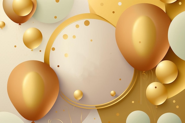 Goldene und grüne Luftballons auf goldenem Hintergrund