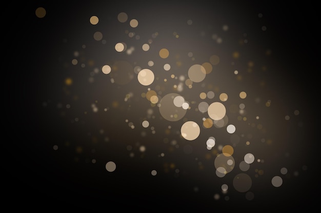 Goldene Unschärfe beleuchtet Bokeh auf einem schwarzen, isolierten Hintergrund