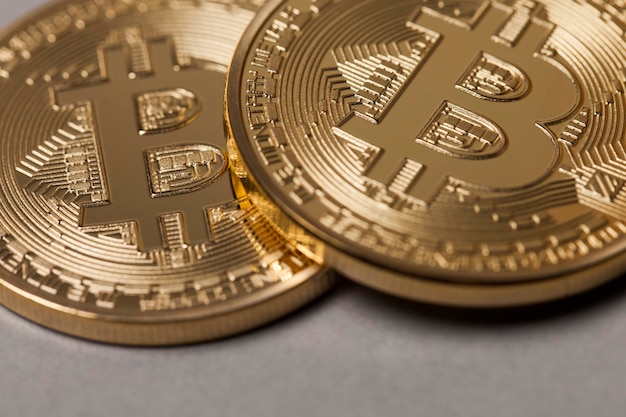 Goldene virtuelle Bitcoin-Währungsmünze