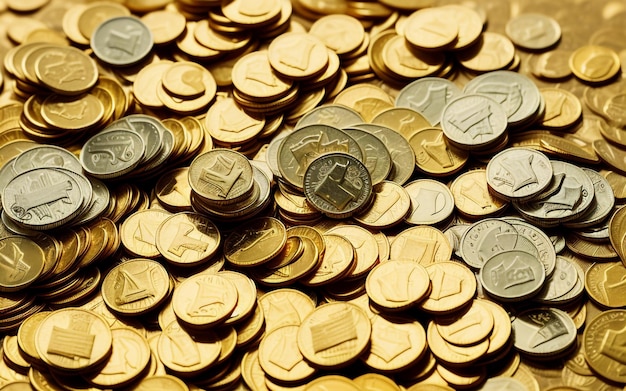 Goldene Wertwaage mit Münzen und Mikrochips