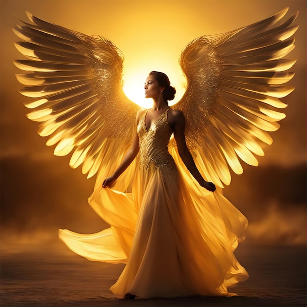 goldener Engel mit goldenen Flügeln