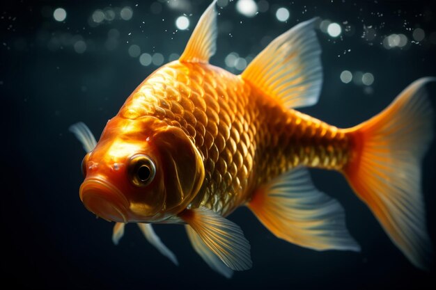 Goldener Fisch in blauen Gewässern Generative KI