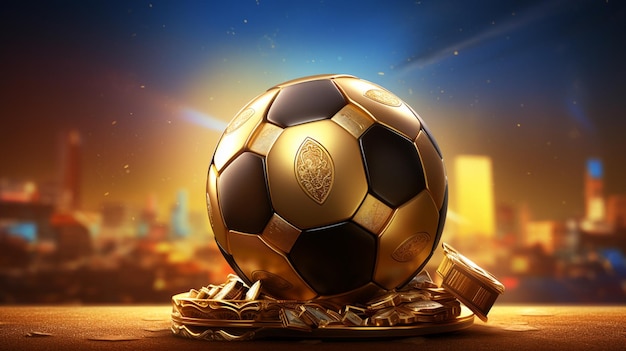 Goldener Fußball Fußball 3D-Rendering