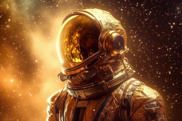 Goldener Glanz eines Astronauten im Weltraum