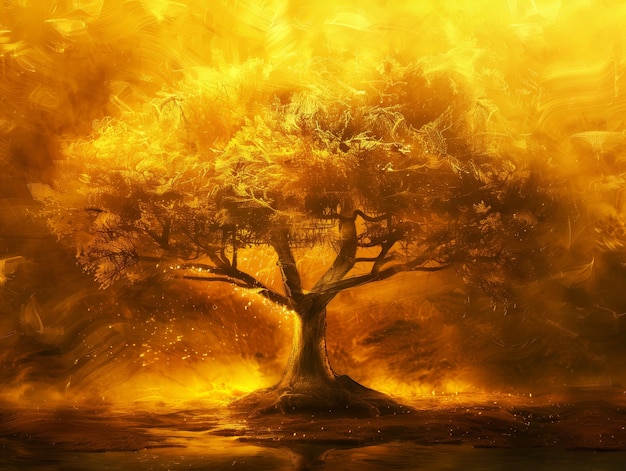 Goldener heiliger Baum des Lebens Hintergrund Spirituelle Heilung Wohlstand und Wachstum Konzept Tapeten