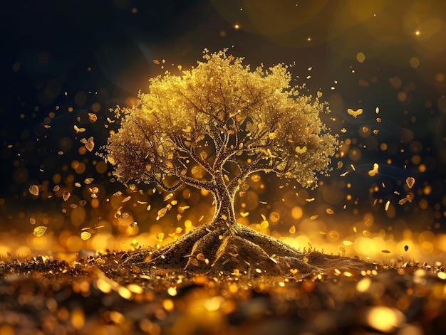 Goldener heiliger Baum des Lebens Hintergrund Spirituelle Heilung Wohlstand und Wachstum Konzept Tapeten