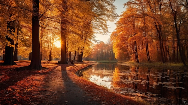 Goldener Herbst im Parkwald