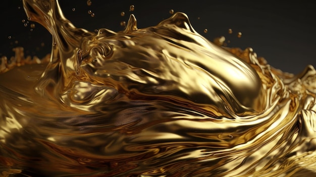 Goldener Hintergrund Goldener Stoffhintergrund Goldener flüssiger Hintergrund Generative ai