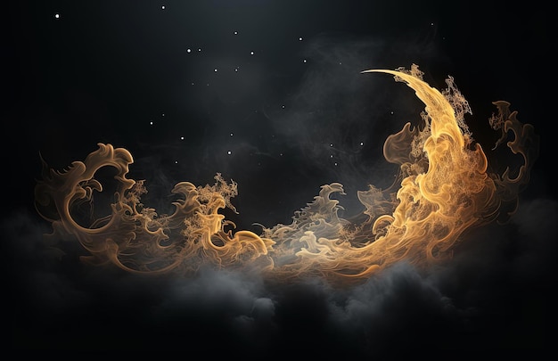 goldener Mond im Rauch 3D-Hintergrund