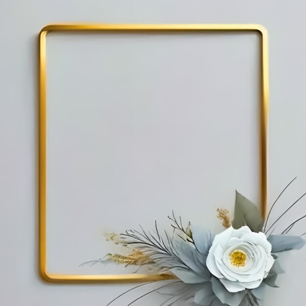 Goldener Rahmen mit Blumen und Blättern Blumen-Goldrahmen Blumenrahmen Gold