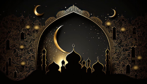 Goldener Ramadan-Hintergrund - 3D-Rendering