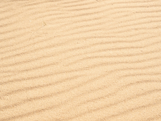 Goldener Sandwellenbeschaffenheitsdünenhintergrund am Strand. Draufsicht