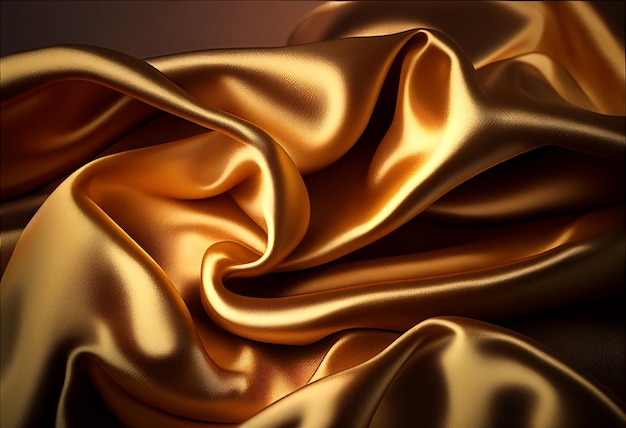 Goldener Satin-Hintergrund mit einigen glatten Linien darin 3D-Rendering generative ai