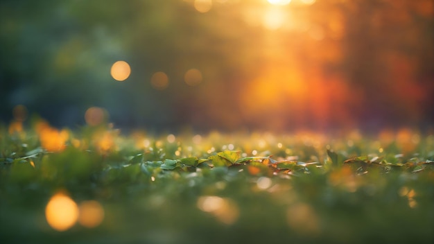 Goldener Sonnenschein Bokeh Grünes Laub Natur Foto abstrakte Umgebung Hintergrundfoto