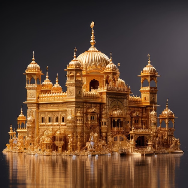 Goldener Tempel Amritsar Indien mit 3D-Handwerk und isoliertem Hintergrund