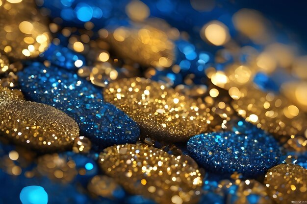 Foto goldener und blauer glanz abstrakter verschwommener hintergrund