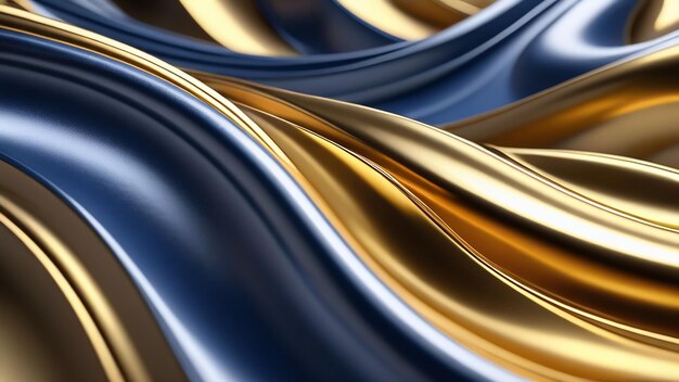 Goldener und blauer Satin-Hintergrund 3D-Rendering 3D-Illustration