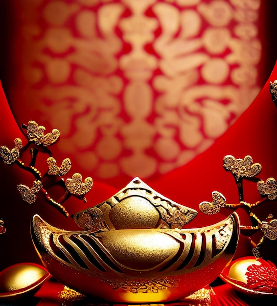 Goldener und roter chinesischer dekorativer klassischer festlicher Hintergrund