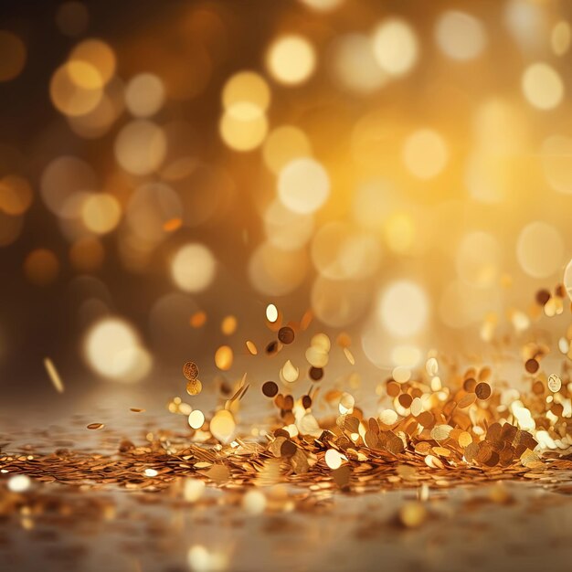 Goldener unscharfer Hintergrund mit Bokeh-Effekt und Konfetti Ai erzeugt