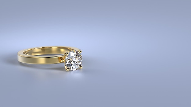Goldener Verlobungs- oder Ehering mit Diamant darauf