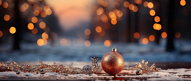 Foto goldener weihnachtsbaum mit glühenden schmuckstücken schimmernden lichtern und schneeflocken in einer magischen winternacht