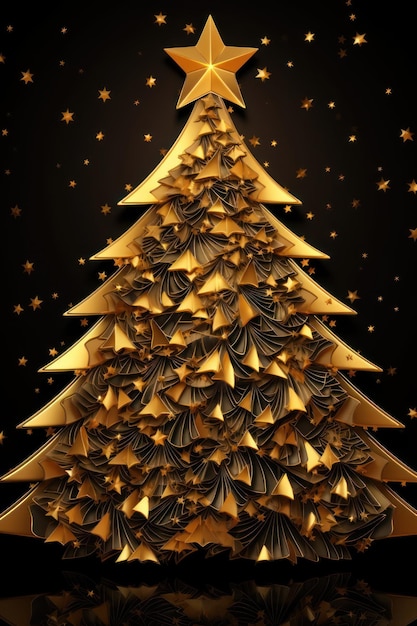 Goldener Weihnachtsbaum mit Sternen