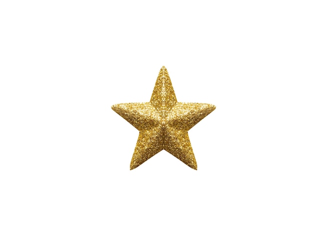 Goldener Weihnachtsstern-Glitzeraufkleber isoliert auf weißem Hintergrund
