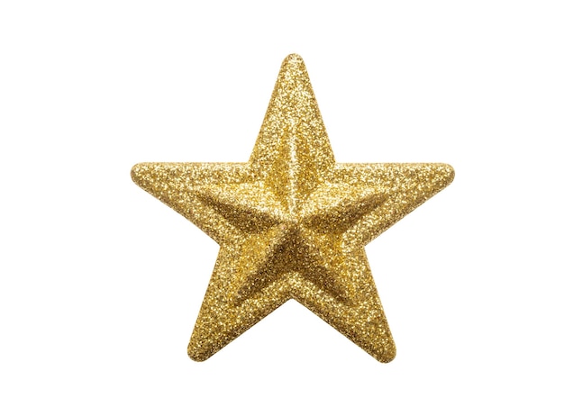 Goldener Weihnachtsstern-Glitzeraufkleber isoliert auf weißem Hintergrund