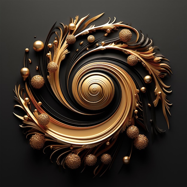 Goldenes 3D-Kunstdekor-Element-Renderbild