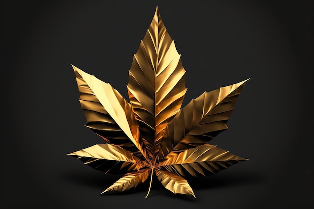 Goldenes Blatt Marihuana auf schwarzem Hintergrund