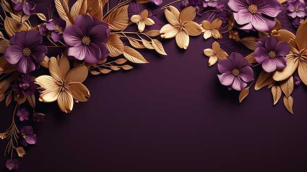 goldenes Blumenornament auf violettem Hintergrund