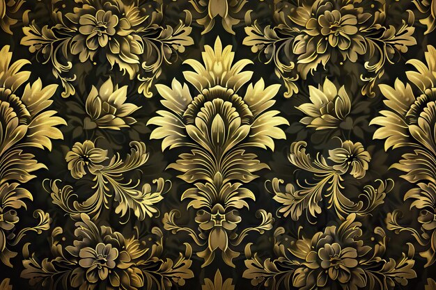Goldenes Blumenornament mit Brokat-Textilmuster