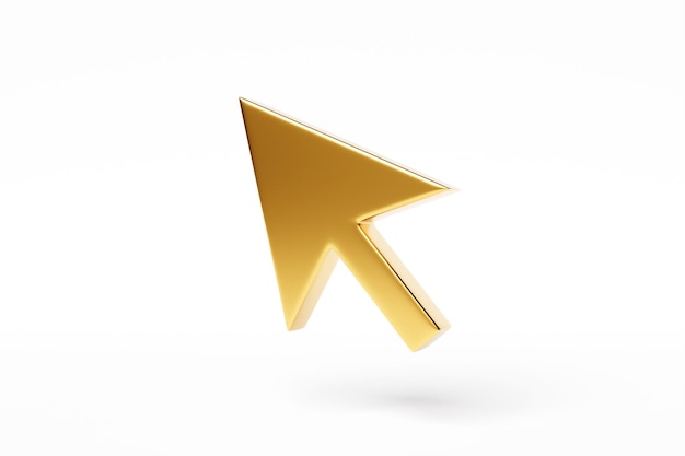 Goldenes Cursor-Symbol 3D-Rendering isoliert auf weißem Hintergrund Abbildung des Cursor-Symbols