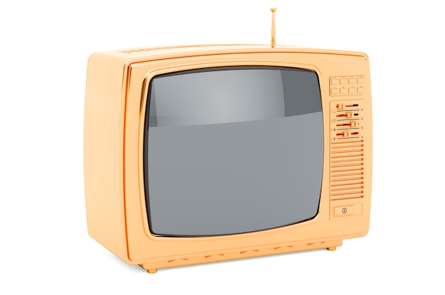 Goldenes Fernsehgerät 3D-Rendering isoliert auf weißem Hintergrund
