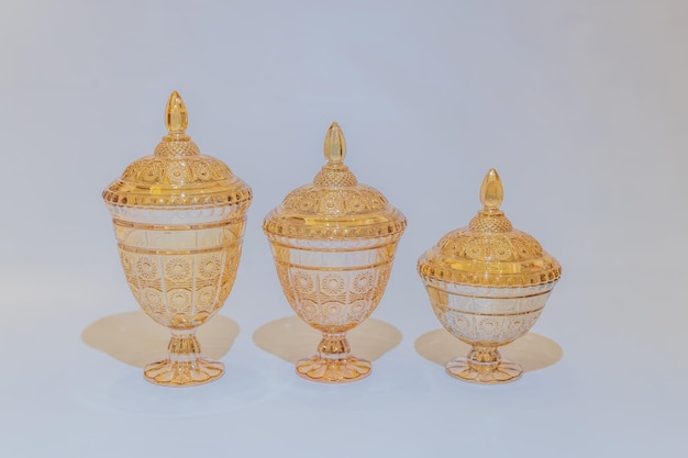 Goldenes Kristallglas-Set, elegante Aufbewahrungslösung