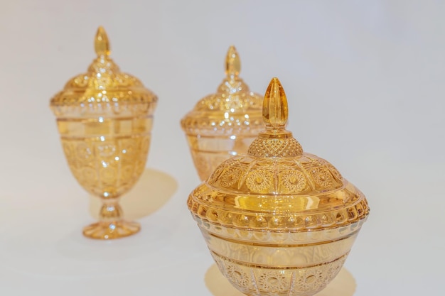 Goldenes Kristallglas-Set, elegante Aufbewahrungslösung