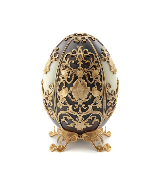 Goldenes Osterei isoliert Luxus Schmuck Geschenk Fantasie abstrakte Fabergé-Imitation generative KI-Illustration