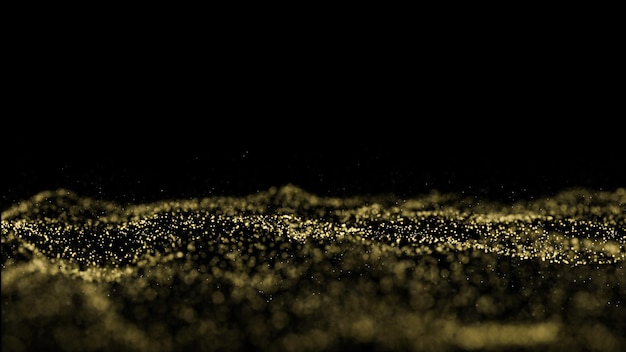 Goldenes Partikelbokeh, Illustrationspartikelwellenhintergrund und -beschaffenheit