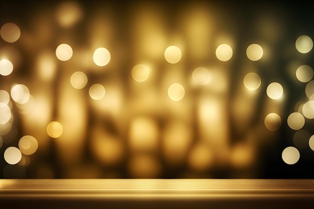 Goldenes Podium verschwommen gelber Hintergrund Bokeh Blendung und Reflexion